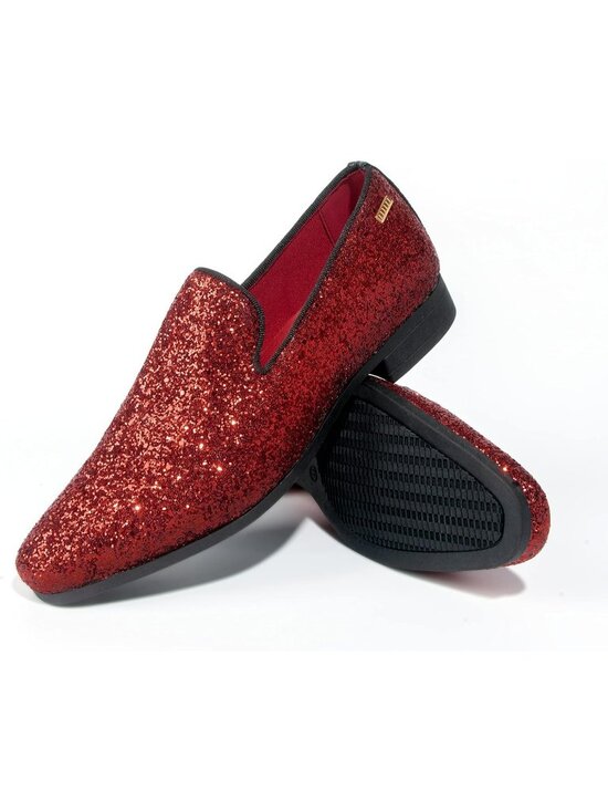 UUBARIS Men\'s Glitter Red Elegant Tuxedo Loafers Slip on Dress Formal Shoes main image 5